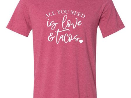 All You Need is Love and Tacos - Women s Top in Raspberry Discount