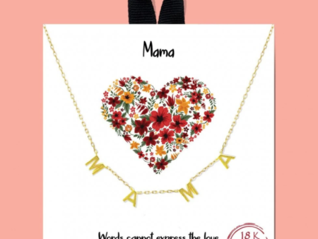 Mama Gold Necklace with Card Saying Sale