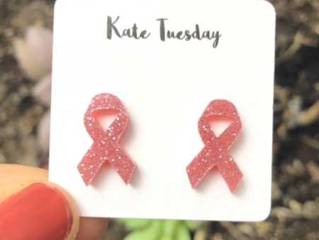 Breast Cancer Awareness Pink Ribbon Earrings For Cheap