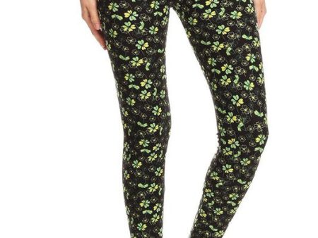 Field of Clovers - Women s Plus Size Leggings with Yoga Band Online Hot Sale