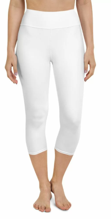 Solid White Premium Capris with Yoga Band - Women s One Size on Sale