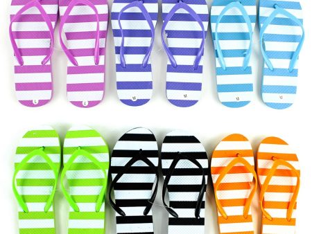 Women s Flip Flops - Island Themed or Striped Cheap