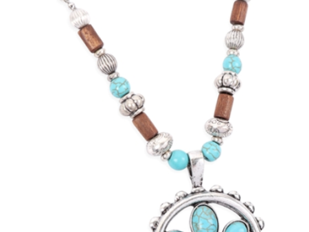 Aztec Metal Horn Turquoise Beaded Necklace on Sale