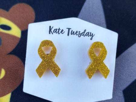 Childhood Cancer Awareness Gold Ribbon Earrings Supply