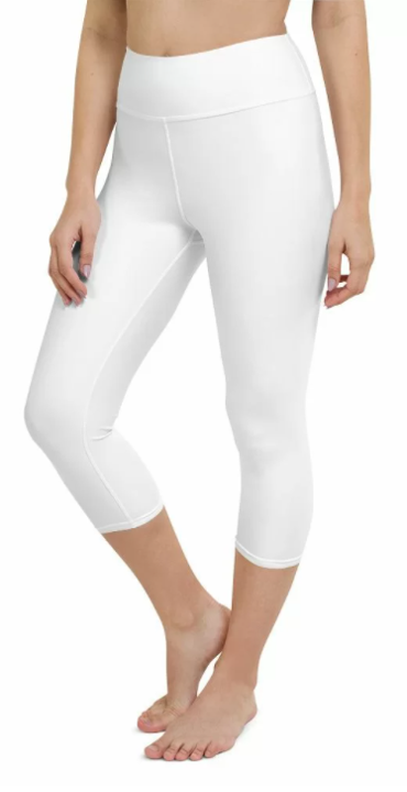 Solid White Premium Capris with Yoga Band - Women s One Size on Sale