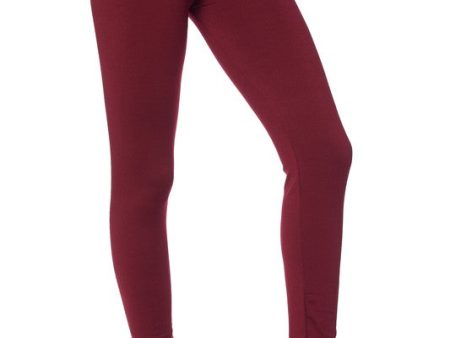 Solid Burgundy Fleece Lined Leggings - Women s Plus Size Discount