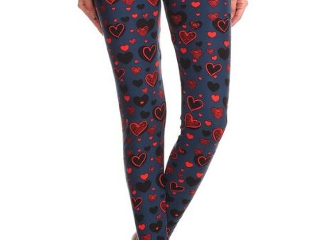 Red, Blue and I Love You - Women s 3X 5X Plus Size Leggings Fashion