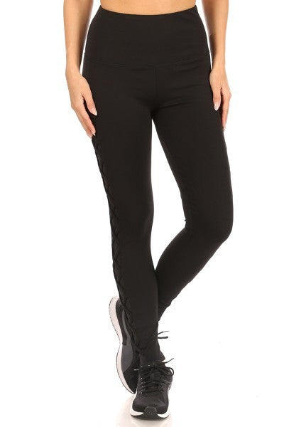 Women s Athletic Leggings with Mesh Criss-Cross Cutouts in Black Online Sale