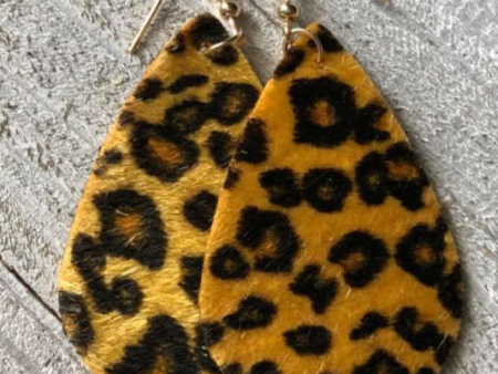 Cheetah Gold Fuzzy Teardrop Earrings For Sale