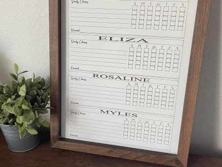 18”x23” Wood Engraved Dry-Erase Chore Chart – Customizable Family Organizer Supply