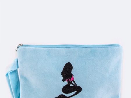 Born to Swim Mermaid Embroidered Wet Suit Pouch For Sale